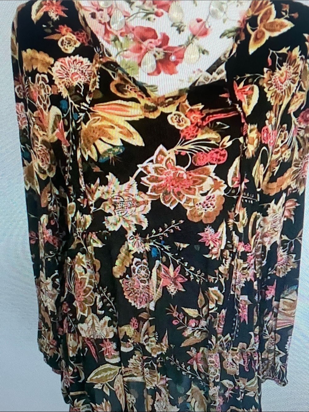 Rachel Zoe Black Floral Maxi Dress with Pink and Tan Blooms